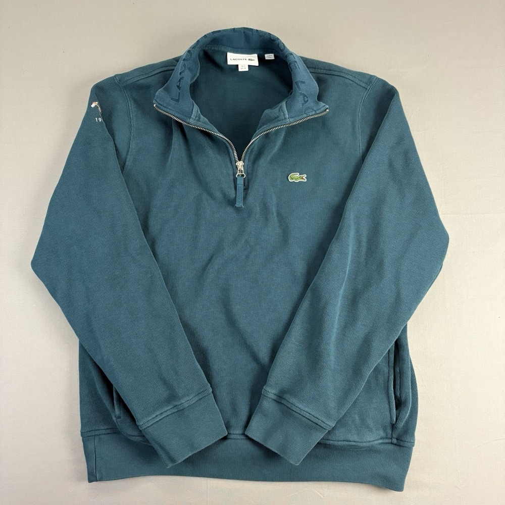 Vintage Lacoste Sweater Mens XXL Green 1/4 Zip Mock Neck Pullover